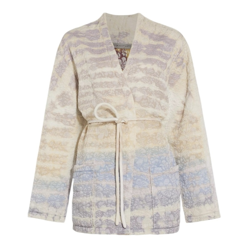 Raquel Allegra Quilted Tie Waist Rainbow Halo Overcoat Jacket Size XS NWT - Picture 13 of 15